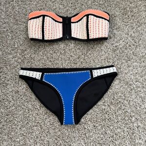Triangl Strapless Bikini in Orange and Blue Size S